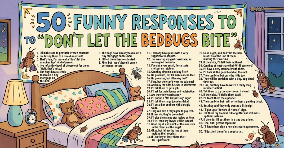 50 Funny Responses to Don’t Let the Bedbugs Bite