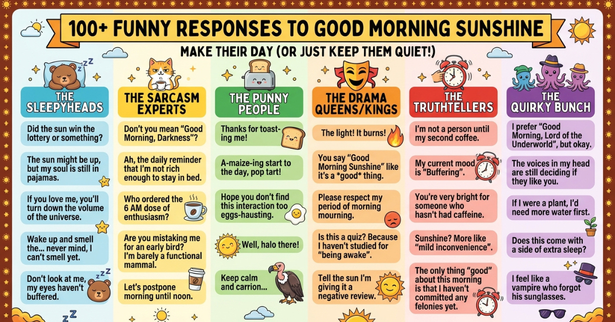 Funny Responses to Good Morning Sunshine: 100+ Replies