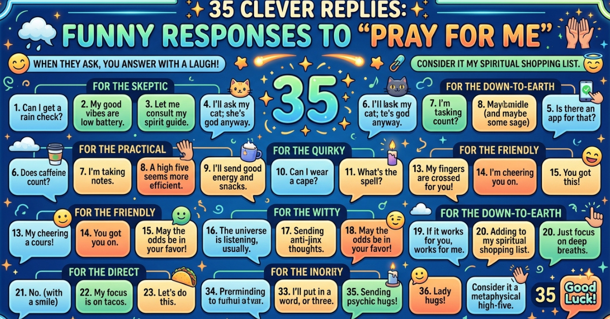 Funny Responses to Pray for Me 35 Clever Replies