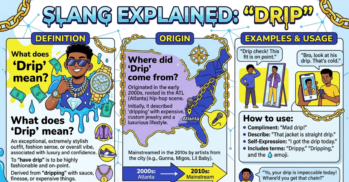 Drip Meaning Slang: Definition, Origin & Examples